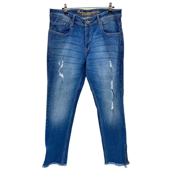 The Roadster Life Co Womens Size 32 Cropped Zipper Ankle High Waist‎ Distressed - Picture 1 of 7